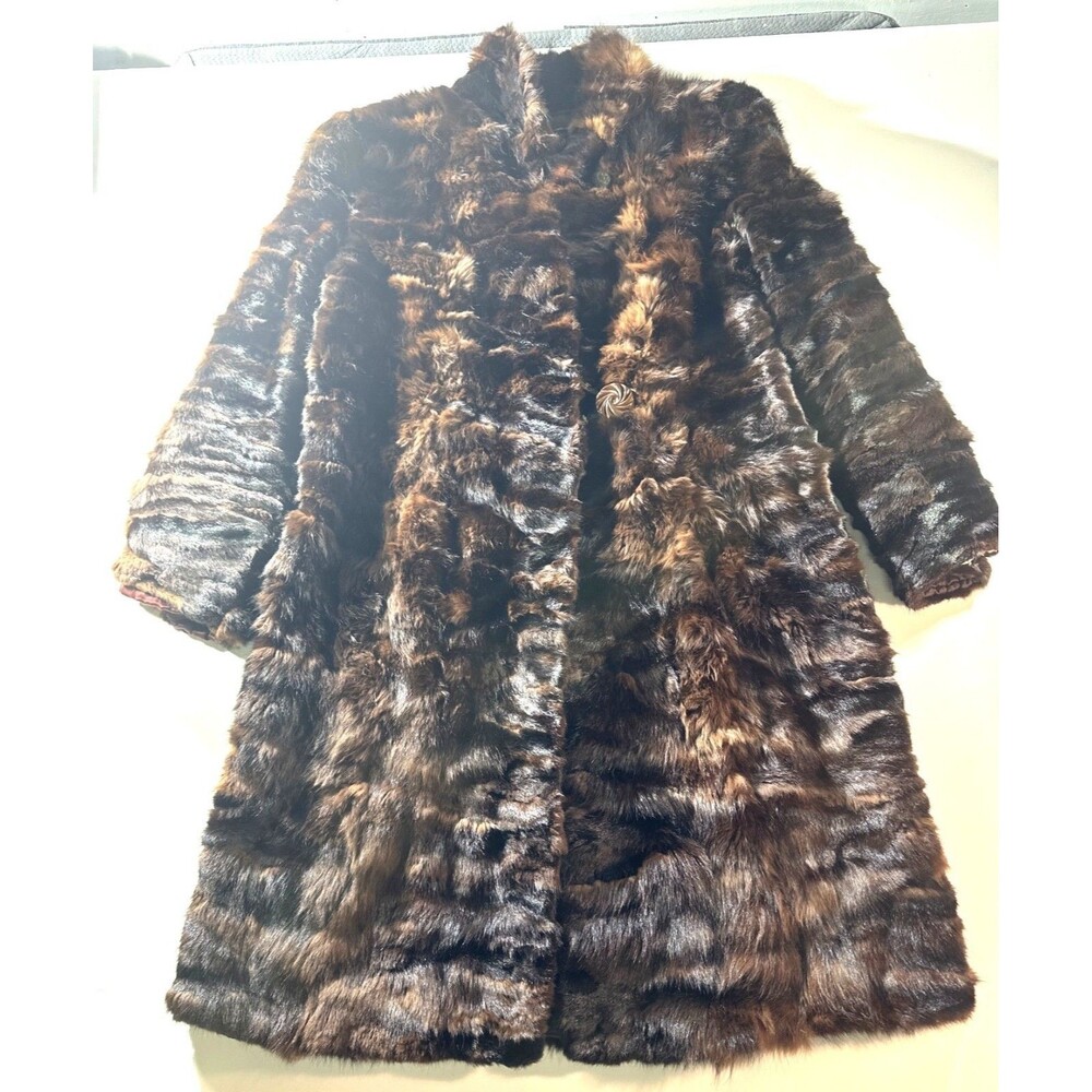 Vintage Wermuth Fur Co. Full-length Brown Handcrafted Fur Coat Sioux Falls, SD
